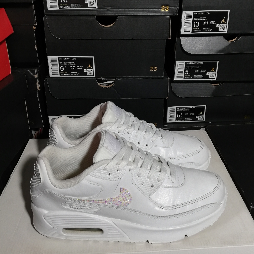 NIKE AIR MAX 90S "SWAROVSKI CRYSTALS CUSTOMIZED WOMEN'S US SIZE 8.5 GREAT COND - Picture 7 of 12